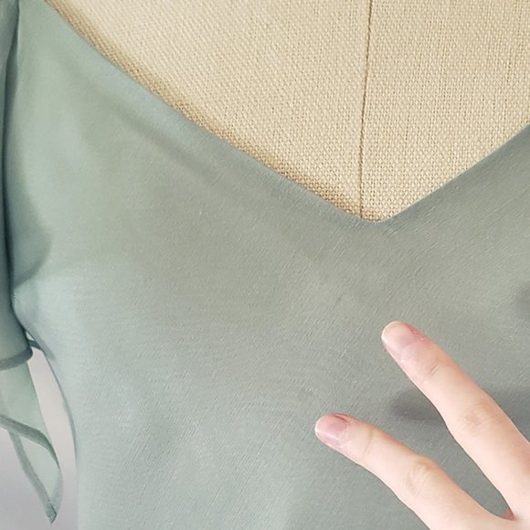 SALE Sage Green sheath gown prom bridesmaid dress 8P - Picture 6 of 9